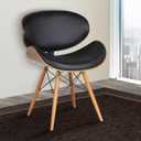Armen Living Cassie Dining Chair in Black Faux Leather and Walnut Wood Finish 20D x 21W x 31H in, Standard