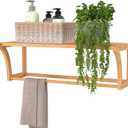 ClosetMaid Bamboo Wall Shelf with Towel Bar, Wall Mount Storage Shelves, Organizer Rack, Natural Finish, 23.6 inches x 10.2 inches x 7.9 inches