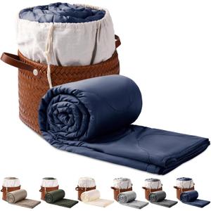 Silk Comforter Queen Size | 100% Mulberry Silk Fill with Organic Bamboo Viscose Shell | Summer Cooling Blanket for Hot Sleepers, Lightweight Breathable All-Season Bedding (Blue, 90"x90"), Full / Queen