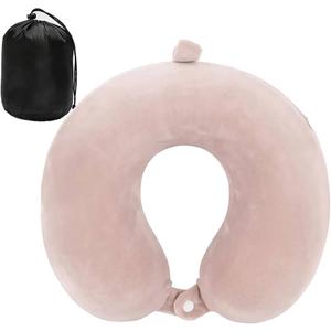 DUANY STORE Neck Pillow for Traveling, Upgraded Travel Neck Pillow for Airplane 100% Pure Memory Foam Travel Pillow for Flight Headrest Sleep, Portable Plane Accessories (Deep Pink)