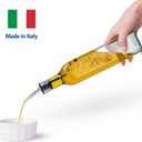 EHOMEA2Z Italian Glass Olive Oil Dispenser Bottle - 16 Oz, Oil and Vinegar Cruet with Stainless Steel Spout for Kitchen, Slight Green Tint (1, 473ml)