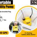 Tankless Water Heater Flush Kit Includes 1/4HP Sump Pump with Two Adapters & 3 Gallons Pail with Bucket Lid Opener & Two 1/2 Dia X 6 Hoses with Washers