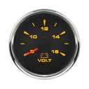 2 Inches /52mm Car Boat 12V Voltmeter 8-16VDC Voltage Meter Gauge with Multi- Lights for Auto Marine Vehicles (Black&Silver, 12V/8-16V)