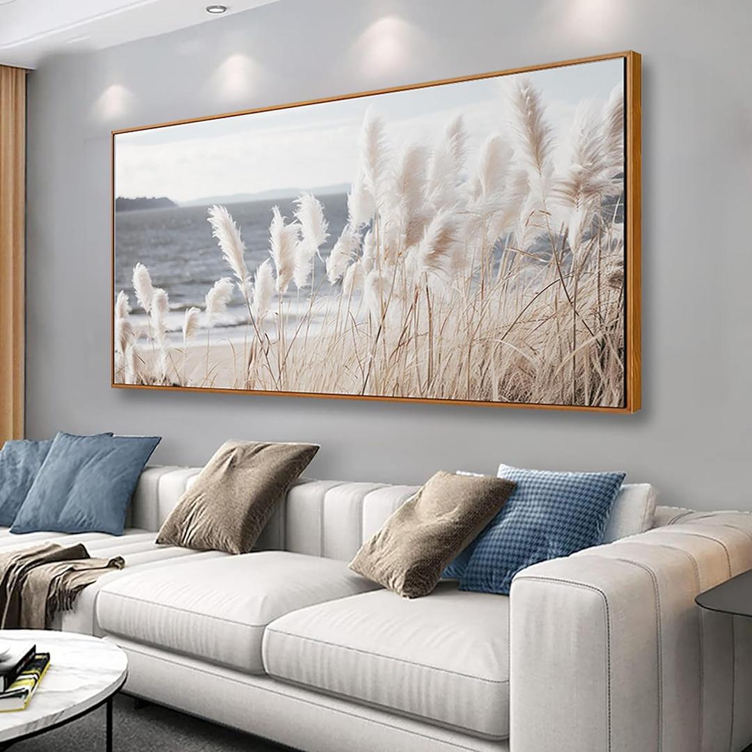 Framed Wall Art Artwork Decor Nature Wall ArtReedSeascape Wall Decor for Bedroom Living Room Decoration Home Kitchen Office 20" x 40"