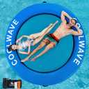 COOLWAVE Inflatable Water Hammock Floating Dock, Inflatable Raft for Family and Friends, Round Floating Ring for Parties, Water Float with Cup Holders for Pool and Lake, Blue+Light Blue, 8 ft