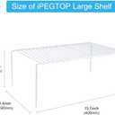 iPEGTOP Set of 6 Large (15.7 x 9.4 Inch) Kitchen Cabinet Organizer Shelf, Wire Freezer Storage Shelves Rack, Rustproof Steel Metal Shelf Riser for Dish Plates Pantry Cupboard Organization, White