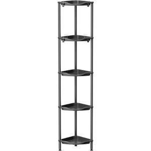 Lifewit 5 Tier Floor Standing Shower Caddy Corner, Plastic Bathroom Organizer Shelf Rack for Storage Shampoo, Body Wash Care, Skincare, Black
