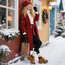 Platform Winter Boots For Women: Platform Boots Lace Up Zipper Chunky Heels Cozy Warm Snow Short Boot (Brown)