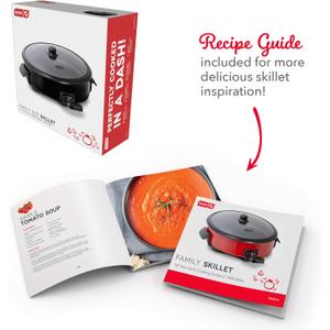 Dash Family Size Electric Skillet with 14 inch Nonstick Surface + Recipe Book for Pizza, Burgers, Cookies, Fajitas, Breakfast & More, 20 Cup Capacity, 1400-Watt - Black