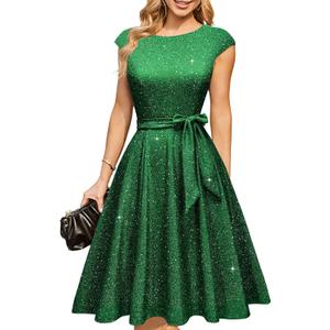 DRESSTELLS Women's Cocktail Dresses, Formal Wedding Guest Modest Church Vintage Tea Party Midi Evening Dress, L