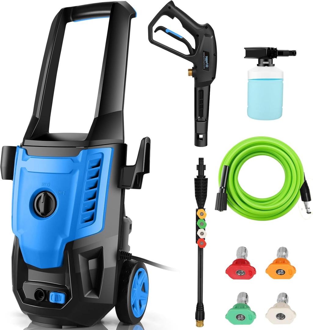 Electric Pressure Washer 5000 PSI 4.0GPM Portable Power Washer with 4 QC Nozzles, 500ML Foam Cannon for Cars/Fences/Driveways/Home/Patios Cleaning, Blue