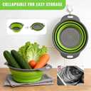 2 Pack Collapsible Silicone Colander with Handle, Over Sink Foldable Food Strainer, BPA-Free Space Saving Drain Basket for Vegetables, Fruits, Pasta, Kitchen & Camping (Green)