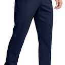 Soothfeel Men's Fleece Lined Pants 30" Golf Work Dress Pants Casual Insulated Warm Winter Trousers with Pockets Navy L30×W40