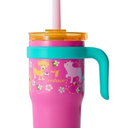 Reduce 14oz Coldee Vacuum Insulated Stainless Steel Straw Tumbler Bright Pink: Kids Leakproof Drinkware