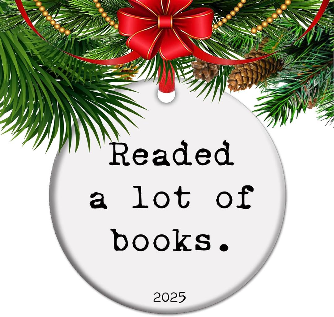 Readed a lot of Books - 2025 Book Club Ceramic Christmas Ornament, Book Lover Gift, Bookworm Gifts, Librarian Gift, for Book Lover (C22)