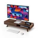 Tinamo 24" Wooden Monitor Stand Riser with Storage Organizer, Walnut Color