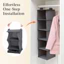 Lifewit 5 Tier Hanging Closet Organizer and Storage for Shelves, Foldable Clothes Shelf with 2 Sturdy Hooks, Sweater/Coat/Shoes Clothing Organization for Wardrobe, Dorm, Bedroom, Gray