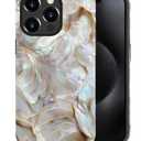 CARLOCA Case for iPhone 15 Pro Max,White Gold Abalone Shell Design - Hybrid Dual Protection Soft TPU + Hard PC, Shockproof Anti-Scratch Cover Men Women Girl Stylish Phone Case