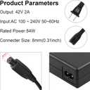 SGS Certified 42V 2A Charger Replacement 3 Prong Fast Charger Inline Connector for 36V Electric Scooter Jetson Swagtron Onewheel Pint 10S Lithium Battery