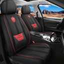 LINGVIDO Car Seat Covers Set  Premium Nappa Leather for Front Seats (2 Seats), Durable, Comfortable & Easy to Install, Fits Most Cars, Sedans, SUVs  Ideal for Commuters, Families & Road Trips (Black & Red Line (Lumbar))