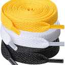 UpUGo 3 Pair Flat Shoe laces, 5/16" Wide Shoelaces for Athletic Running Sneakers Shoes Boot Strings,Set of 3