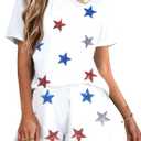 VILOVE Halloween 2 Piece Sequin Outfits Women Cute Ghost Graphic Shirts and Short Sets Casual Spooky Season Fall Set (Large, White)