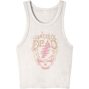 Grateful Dead Unisex-Adult Grateful Dead Flaming Steal Your Face Tank Top (Large, White)