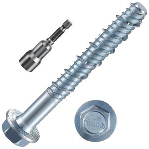 1/4" x 3" Zinc Plated Large Diameter Concrete Screw for Anchoring to Masonry, Brick or Block (30 pcs)