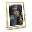5x7 Floating Picture Frame, Gold Photo Frame, Metal Pressed Flowers Desk Picture Frame with Glass for Multiple Photo Sizes (4x6, 5x7, 6x8) Great for Photos, Gift, Pictures, Wedding, Portraits