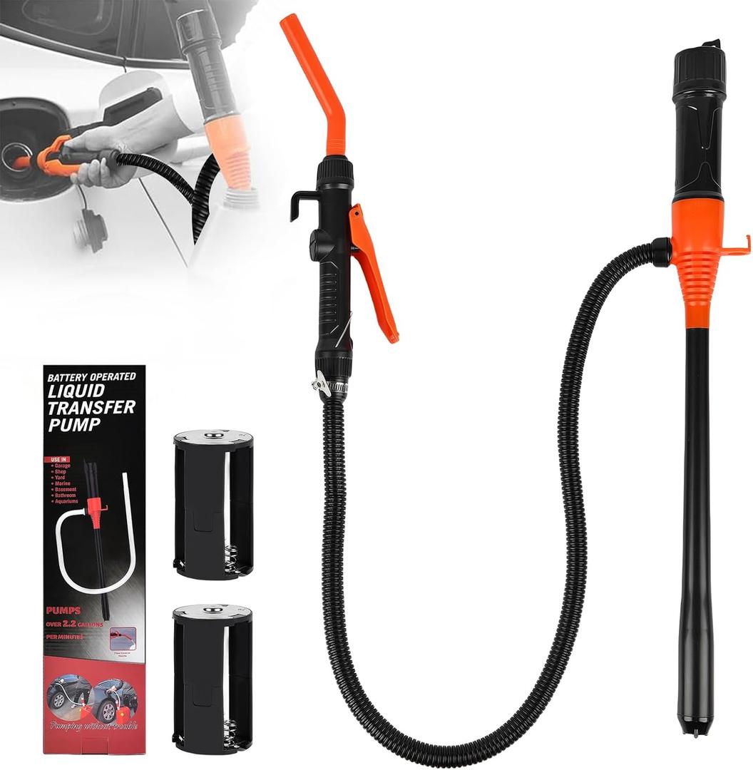 Portable Power Battery Pump, Battery Operated Electric Siphon Pump Water Transfer Pump, Easy to Use Manual Portable 2.4GPM Pump and on-Spill Design Diesel, Water, Fuel Transfer Pump
