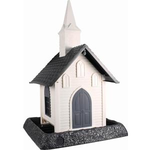 North States Village Collection Church Birdfeeder: Easy Fill and Clean. Squirrel Proof Hanging Cable included, or Pole Mount (pole sold separately). Large, 5 pound Seed Capacity (9.5 x 10.25 x 16.25, White)