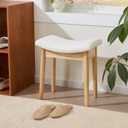 Royal Windsor Vanity Stool with Saddle Cushion, 18 Inch Makeup Vanity Chair for Living Room, Modern Foot Stool Ottoman Piano Bench,Small Upholstered Bench for Bedroom, Beige