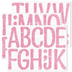 160 PCS Bulletin Board Letters 4 Inch Letter Stickers Large Glitter Alphabet Stickers Self Adhesive Letters Sticker for Poster Bulletin Board Classroom Mailbox Crafts Home Party Decor (12, Pink)