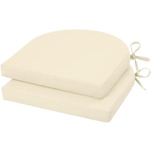 U'Artlines Outdoor Chair Cushions Set of 2, Waterproof Round Corner Seat Cushions, Patio Chair Cushions for Outdoor Furniture,Seat Cushions with Ties for Patio Garden Dining 17"x16"x2", Cream