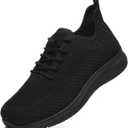 Sneakers for Women Walking Shoes Casual Lightweight Breathable Tennis Shoes Non Slip Work Shopping Travel (9, Black/Tongue)