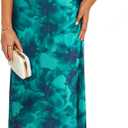 BLENCOT Women's Floral Off Shoulder Maxi Dress Ruched Bodycon Summer Wedding Guest Party Gown (XL, Green)