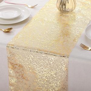Tatuo 3 Pieces Gold Table Runner Metallic Glitter Metallic Table Runner Roll Rectangle Polyester Wedding Decor for Centerpieces Birthday Wedding Home Decor(12 x 108 Inch)