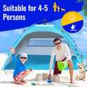 Beach Tent Sun Shelter Pop Up Easy Setup in 3S Instant Tents for 4/5 Person Beach Umbrella Sun Shelter Shade, UV 50+ Protection, Wind Resistant, Lightweight Portable Baby Tents Shade for Family