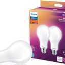 75W A21 2-Pack Ultra Definition Soft White (2200K) 1100 Lumen (11W = 75W) Dimmable Warm Glow Frosted Flicker-Free Light Bulbs