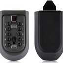 Lospu HY Indoor & Outdoor Key Lock Box Wall Mounted Push Button Combination Key Safe Storage Security Lock Box with Black Rubber Cover & Wall Bolt Fixings for 5 to 7 Mortise Style Keys