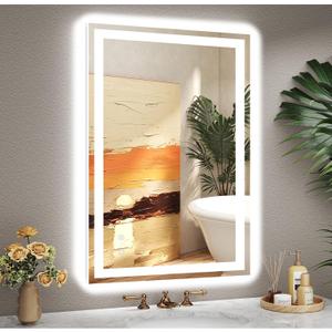 24x36 LED Bathroom Mirror with Lights, Super Bright Front & Backlit Vanity Mirror for Wall, Anti-Fog & Memory Smart Mirror, 5mm Shatter-Proof Tempered Glass, ETL Listed, Vertical/Horizontal