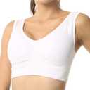 Cabales KINYAOYAO Women's Plus Size High Impact Seamless Racerback Padded Bra L Black-white-beige