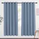 NICETOWN Blackout Doorway Curtain Room Darkening - Window Treatment Thermal Insulated Solid Grommet Vertical Drape for Bedroom/Living Room (Stone Blue, 1 Panel, 66 by 72 Inch)