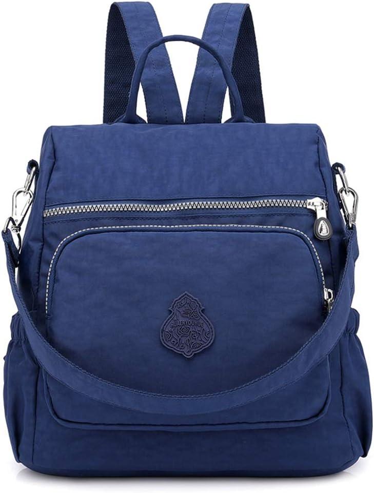 MINTEGRA Women Shoulder Backpack Multi-Pocket Nylon Purse Large Capacity Waterproof Casual Daypack (Dark Blue)