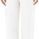 FAIABLE Women's Wide Leg Sweatpants Fleece Lined Sweatpants Baggy Straight Leg Lounge Pants Outfits Athletic with Pockets (X-Large, White)
