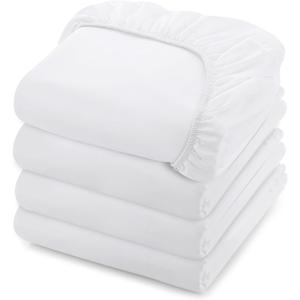 Linteum Hospital Jersey Knit Fitted Sheet 15oz 36x84x16 White 4 Pack