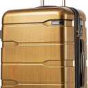 Coolife Luggage Expandable(only 28") Suitcase PC+ABS Spinner Built-In TSA lock 20in 24in 28in Carry on (Black brown, S(20in_carry on))