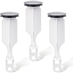 Enhon 2 Hole Pop Up Stoppers, Chrome Bathroom Sink Stopper fits Most Pop Up Drain Design, 4-1/2 Inch Tall, 1-3/8 Inch Cap Diameter, with Gasket Seal, Compatible with PF WaterWorks PF0240 (3 Pack)