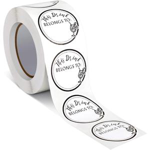Zonon 600 Pieces Drink Stickers for Cups, Water Bottles, Blank Drink Labels This Belongs to Stickers for Wedding Reception, Birthday Party, Holiday Party, Blank Cup Name Tags