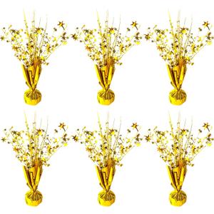 6 Pack Metallic Foil Spray Centerpiece Star Table Decoration Burst Table Centerpieces for Birthday New Years Nye Wedding Anniversary Graduation Holiday Party Supplies Decor, Gold